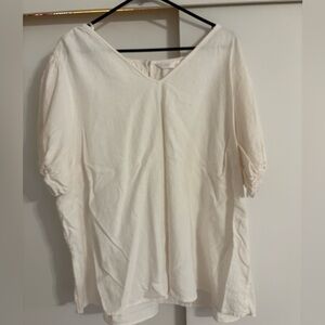 LC Lauren Conrad Cream V-Neck Blouse